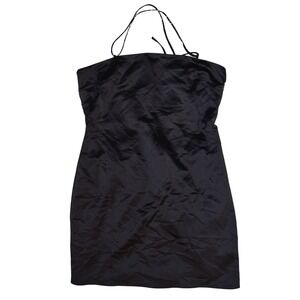 ASOS TopShop Women's Size 6 Black‎ Strappy Satin Mini Dress NWT